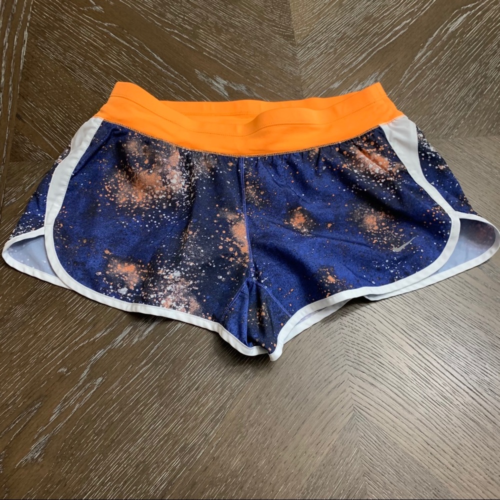 Nike Tempo DRI-fit blue orange abstract design running athletic short Size M